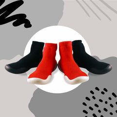 Muunjoo Hazel Non Slip  Baby Sock Shoes Red Black