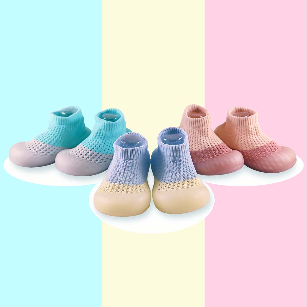 Muunjoo Onyx Non Slip Baby Sock Shoes Teal Blue Pink