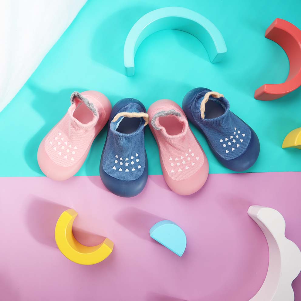 Muunjoo Trixy Non Slip Baby Sock Shoes Blue Pink